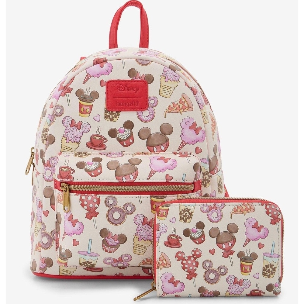 Loungefly Cream and Pink Mini Backpack and Wallet Set NWT